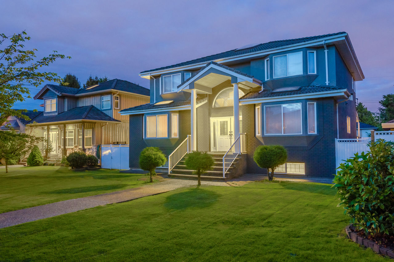 Residential Solutions Luxury house at night in Vancouver, Canada.