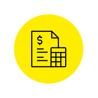 Calculation Icon Financial document icon on yellow background